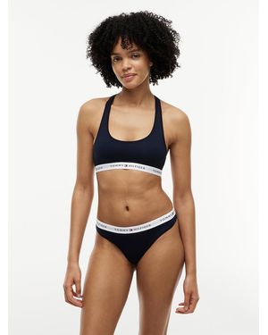 Tommy Hilfiger Repeat Logo Waistband Thong - Blue