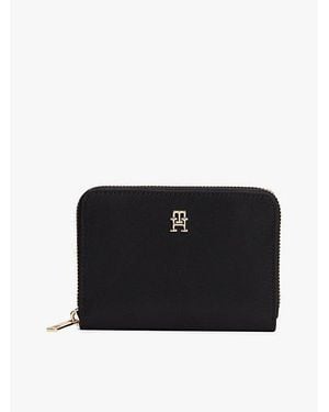 Tommy Hilfiger Cartera Con Monograma Th Y Cierre De Cremallera - Negro