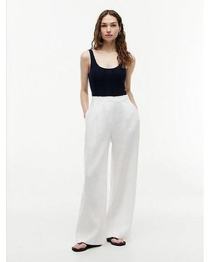 Tommy Hilfiger Pantalon Van Linnenmix Met Wijde Broekspijpen - Wit