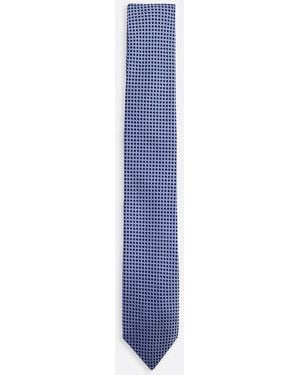 Tommy Hilfiger Pure Silk Textured Woven Tie - Blue