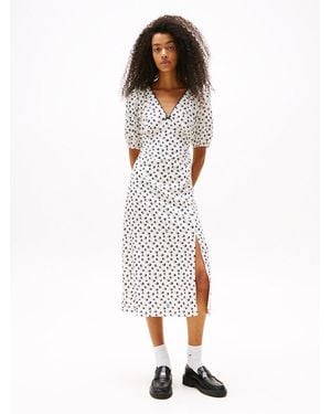 Tommy Hilfiger Bird Print Wrap Midi Dress - White