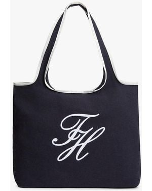 Tommy Hilfiger Cabas De Plage En Toile Avec Pochette - Bleu