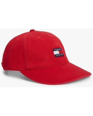 Tommy Hilfiger Wavy Logo Washed Twill Baseball Cap - Red