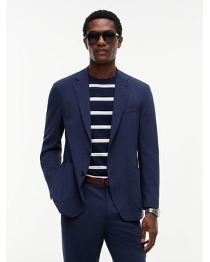 Tommy Hilfiger Tech Regular Fit Wool Blend Seersucker Blazer - Blue