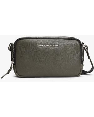 Tommy Hilfiger Premium Leather Logo Camera Bag - Grey