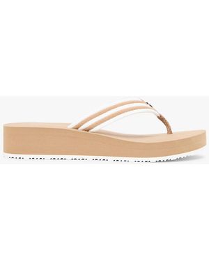 Tommy Hilfiger Stripe Webbing Strap Wedge Flip-Flops - Green