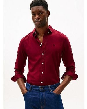 Tommy Hilfiger Camisa De Franela Th Flex Regular - Rojo