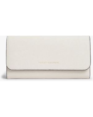 Tommy Hilfiger Metallic Logo Textured Flap Wallet - Natural
