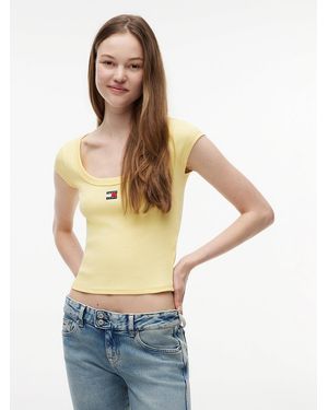 Tommy Hilfiger Tommy Badge Scoop Neck Slim T-Shirt - Blue