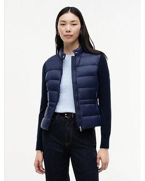 Tommy Hilfiger Slim-Fit Lichtgewicht Donsjack Met Gemengde Texturen - Blauw