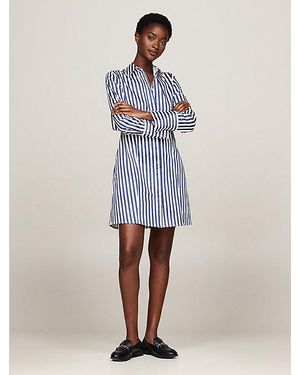 Tommy Hilfiger Gestreepte Skinny Fit Mini-overhemdjurk - Blauw