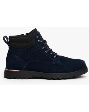 Tommy Hilfiger Suede Warm Lined Cleat Lace-up Boots - Blue