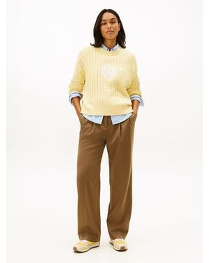 Tommy Hilfiger Timeless Pleated Relaxed Straight Leg Trousers - Metallic