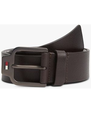 Tommy Hilfiger Ceinture Scanton En Cuir Texturé À Logo - Marron