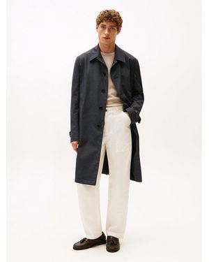 Tommy Hilfiger Micro Houndstooth Check Padded Trench Coat - Blue