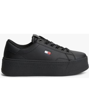 Tommy Hilfiger Platform Cupsole Trainers With Leather - Black
