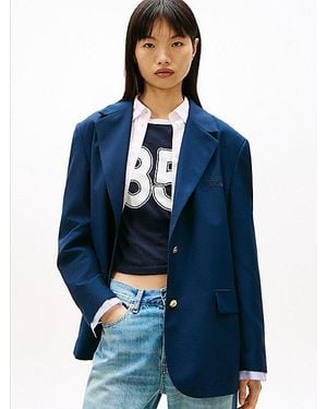 Tommy Hilfiger Boyfriend Fit Blazer Mit Goldfarbenen Knöpfen - Blau
