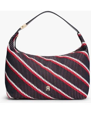 Tommy Hilfiger Th Monogram Signature Knit Hobo Bag - Purple