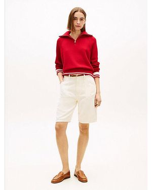 Tommy Hilfiger Bermudas Amplios De Talle Medio Y Pernera Recta - Rojo