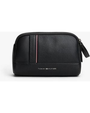 Tommy Hilfiger Signature Tape Pebble Grain Washbag - Black