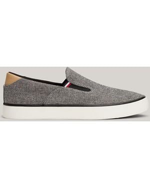 Tommy Hilfiger Linen Chambray Slip-on Trainers - Black