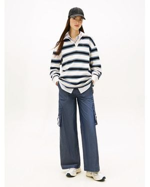 Tommy Hilfiger Wide Leg Twill Cargo Trousers - Blue