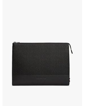 Tommy Hilfiger Geweven Laptop Sleeve Met Metalen Logo - Zwart