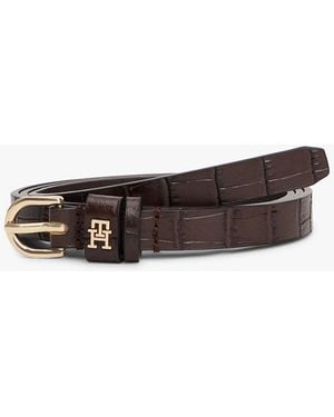 Tommy Hilfiger Ceinture Essential En Cuir À Motif Croco - Blanc