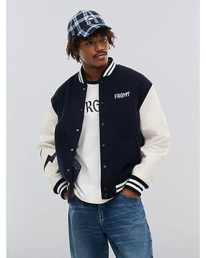 Tommy Hilfiger X Frgmt Leather Sleeves Varsity Jacket - Blue