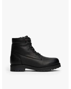 Tommy Hilfiger Rutschhemmender Schnürstiefel Aus Leder - Schwarz