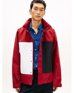 Tommy Hilfiger Waterproof Colour-Blocked Relaxed Regatta Jacket - Red