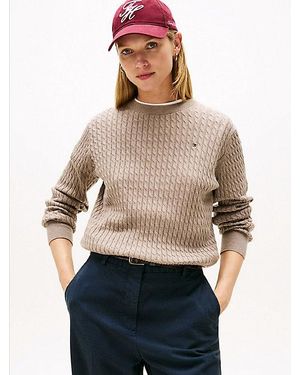Tommy Hilfiger Jersey De Punto Trenzado Fino - Neutro