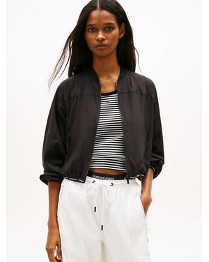 Tommy Hilfiger Logo Tape Water Repellent Bomber Jacket - Black