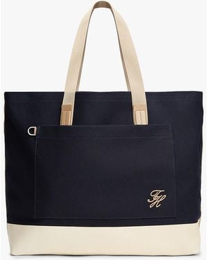 Tommy Hilfiger Two-Tone Canvas Beach Tote Bag - Blue