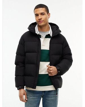 Tommy Hilfiger Logo Patch Down Hooded Puffer Jacket - Black