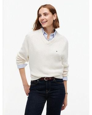 Tommy Hilfiger Pull Décontracté En Point Cardigan Col En V - Blanc