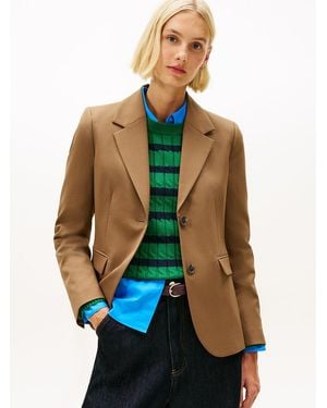 Tommy Hilfiger Timeless Regular Fit Wool Blend Blazer - Blue