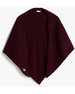 Tommy Hilfiger Cashmere Blend Logo Embroidery Triangle Scarf - Red