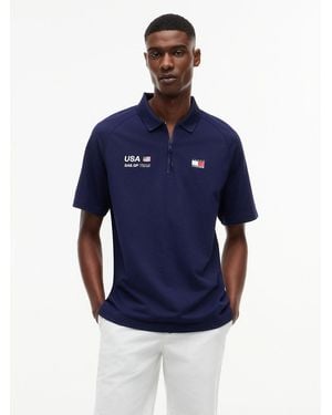 Tommy Hilfiger Tommy X U.s. Sail Gp Team Performance Pique Polo Shirt - Blue
