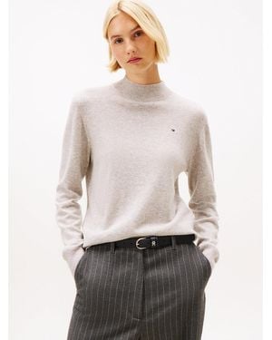Tommy Hilfiger Mock Neck Jumper With Cashmere - White