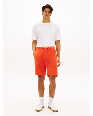 Tommy Hilfiger Flag Embroidery Towelling Sweat Shorts - Red