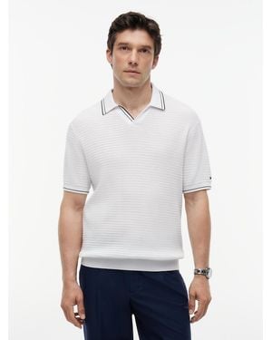 Tommy Hilfiger New York Label Regular Tipped Collar Polo Shirt - White