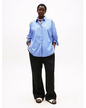 Tommy Hilfiger Pantalón Curve En Mezcla De Lino - Azul