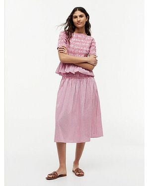 Tommy Hilfiger Falda Midi De Rayas Con Pespuntes Y Fruncidos - Rosa