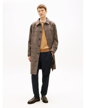 Tommy Hilfiger Relaxed Wool Blend Check Coat - Brown