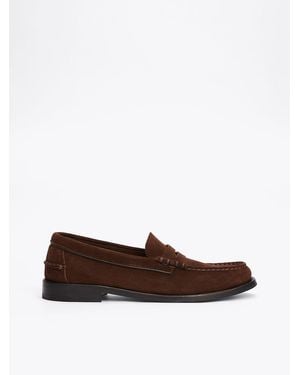 Tommy Hilfiger Debossed Suede Loafers - Brown