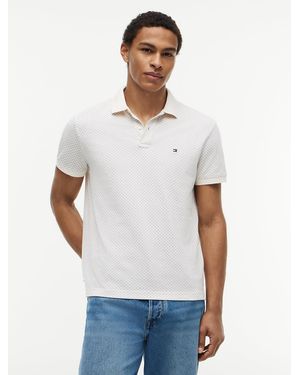 Tommy Hilfiger Regular Fit Geometric Print Polo Shirt - White