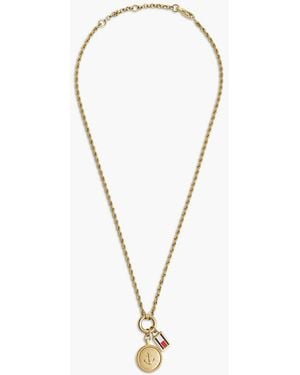 Tommy Hilfiger Collana Placcata Con Catenella A Corda E Charm Nautici - Metallizzato