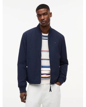 Tommy Hilfiger Logo Water Repellent Bomber Jacket - Blue