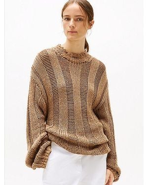 Tommy Hilfiger Oversized Trui Met Ronde Hals - Bruin
